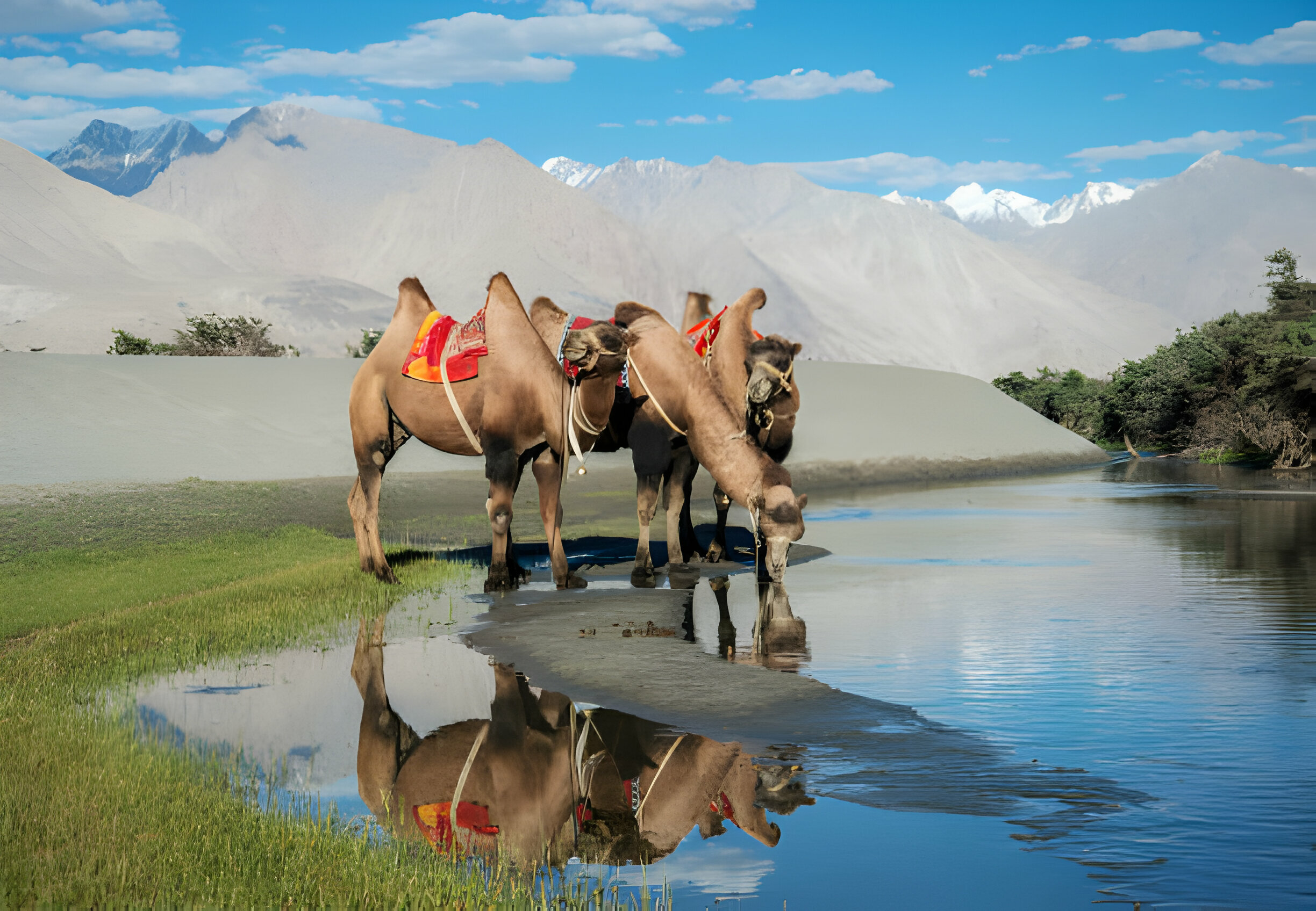 Camel ride at srinagar to leh ladakh