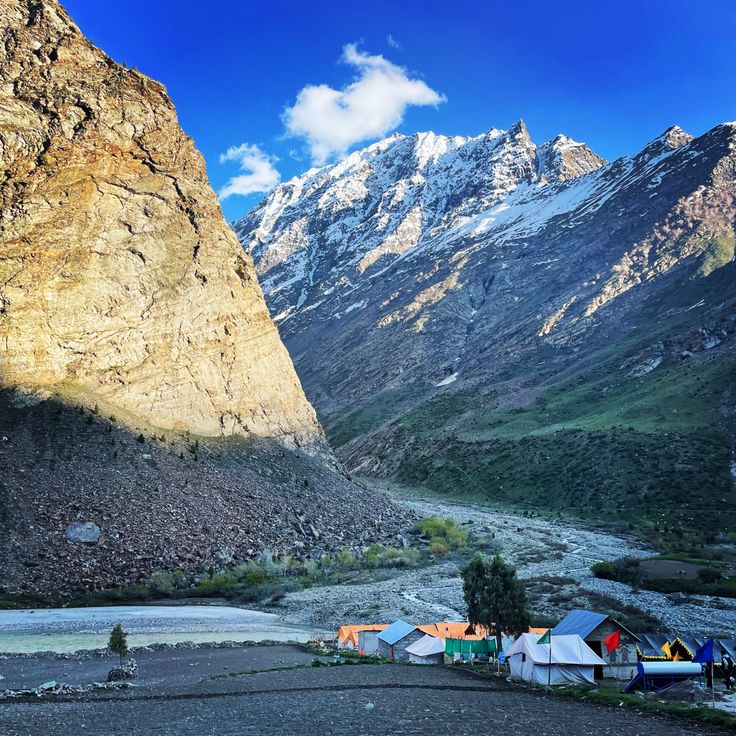 Jispa village and Bhaga River in Lahaul Himachal Pradesh