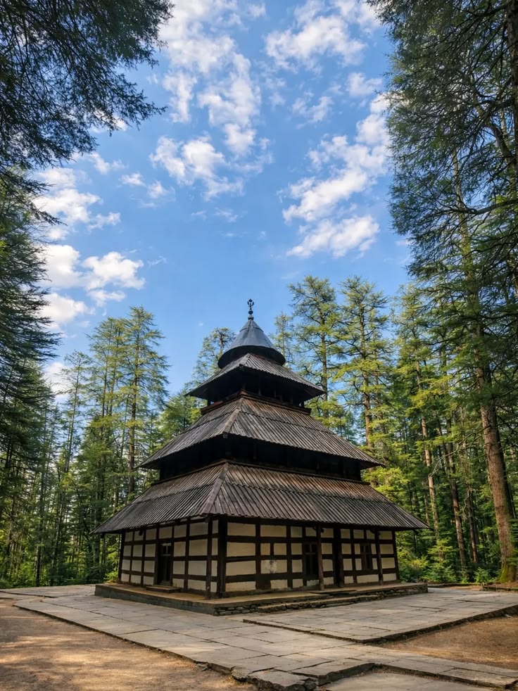 Hadimba Temple in Manali surrounded by cedar forest