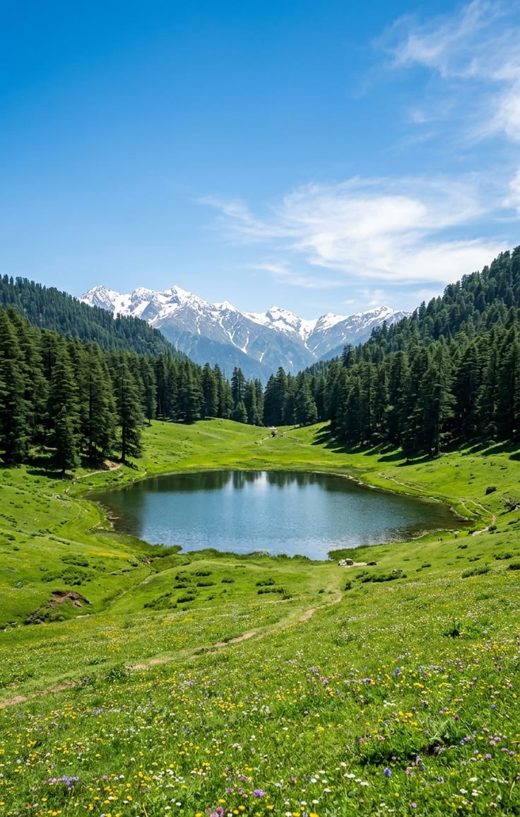 Khajjiar meadow surrounded by pine forests near Dalhousie